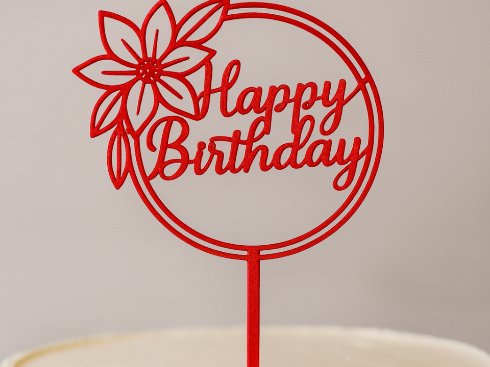 'Happy Birthday' Pasta Topper Klasik (3D Baskı)