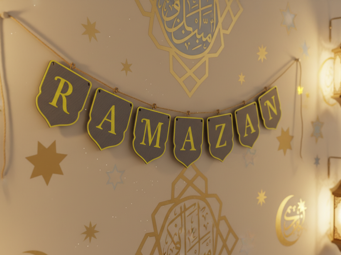 İslami Banner Süs Garlandı · Duvar & Kapı Dekoru (3D Baskı)