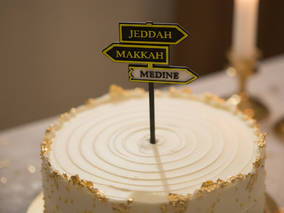 Mekke Medine Yönü Pasta Topper · İslami Cake Dekor (3D Baskı)