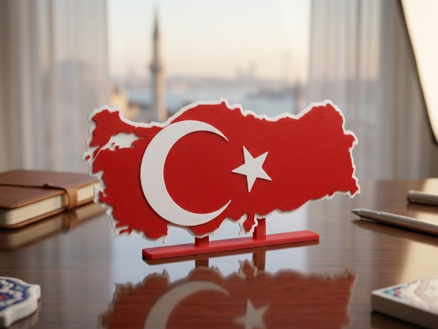 Türkiye Haritası Masa Standı · 81 İl Detaylı Vatansever (3D Baskı)