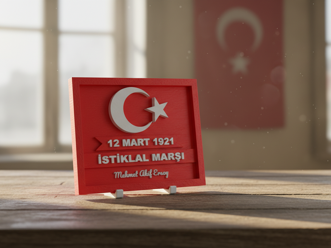 İstiklal Marşı Masa Standı · Milli Vatansever Dekor (3D Baskı)