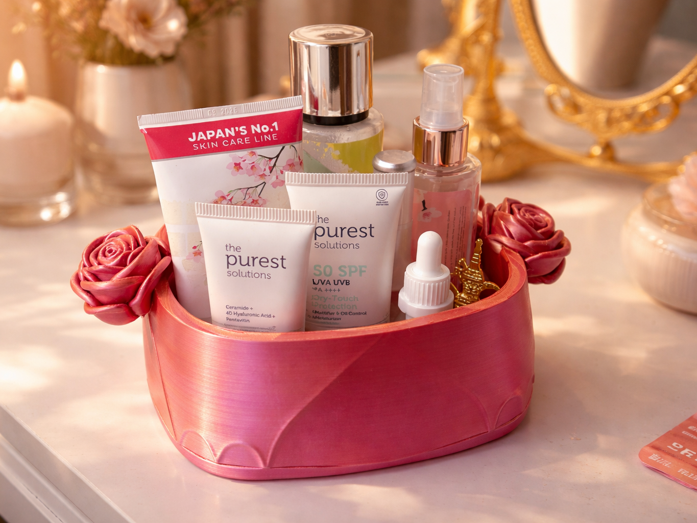 Vanity Makyaj Düzenleyici Tepsi · Bölmeli Kozmetik Standı (3D Baskı)