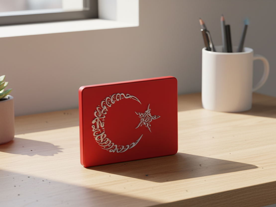 Kelime-i Tevhid İslami Masa Dekoru · Hat Sanatı Stand (3D Baskı)