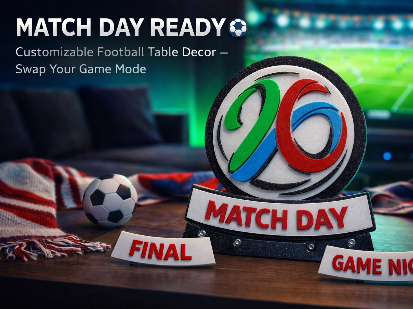 Futbol Takım Masa Standı · Çift Yüzlü Taraftar Dekoru (3D Baskı)