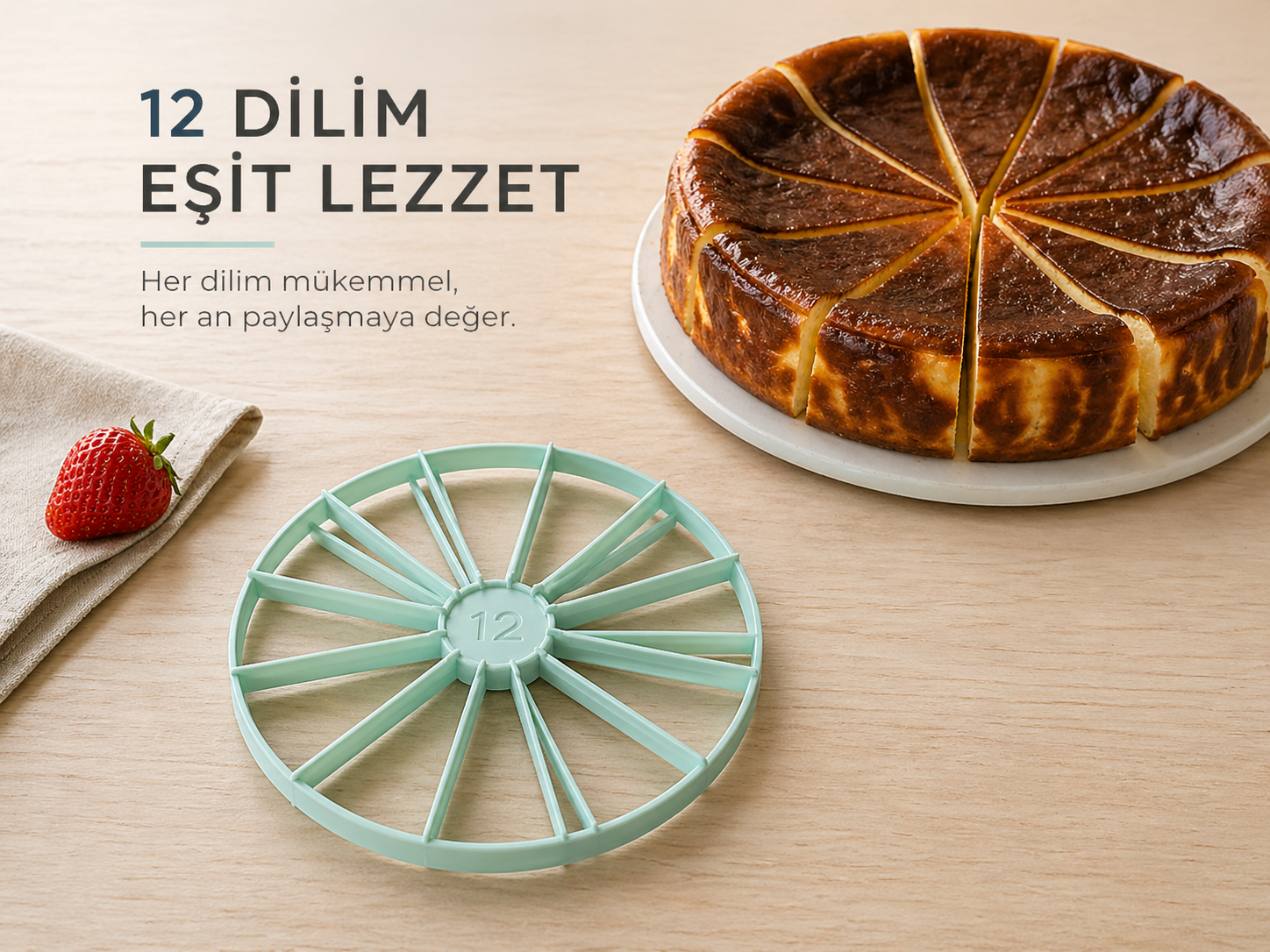 Pasta Dilim Kılavuzu · 10/12 Eşit Dilim Kesme Aparatı (3D Baskı)